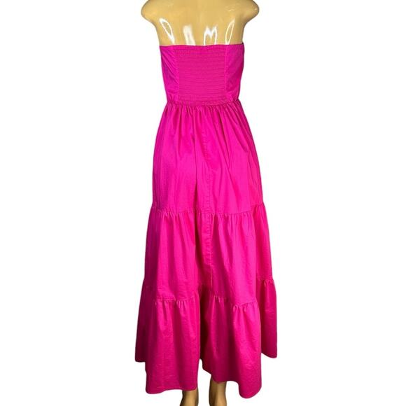 New York & Company Bright Pink Strapless Button Front Maxi Dress SZ Large - Picture 8 of 14